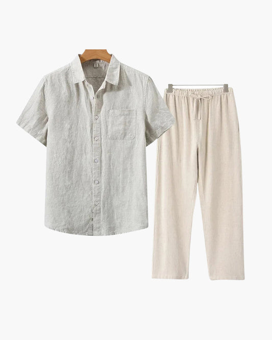 Costume Lin homme Lin léger avec chemise courte et pantalon été - BerlinGlamour