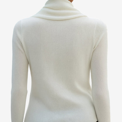 Pull Femme Col Drapé Doux Confortable Quotidien