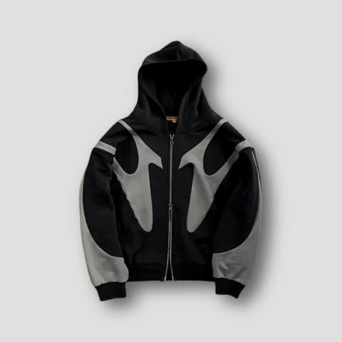 Sweat à capuche homme streetwear zippé noir - PanierRoyale