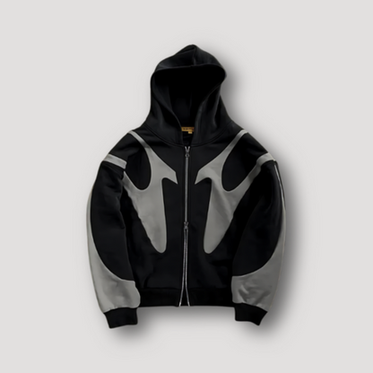 Sweat à capuche homme streetwear zippé noir - PanierRoyale