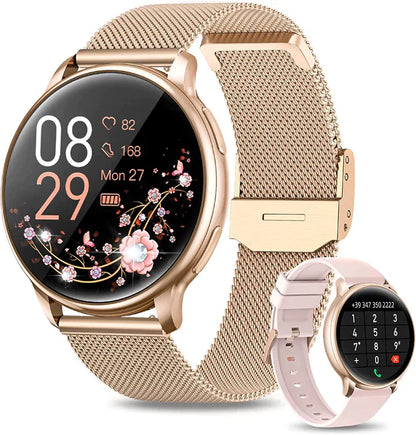 Montre Connectée Rose Or avec Bracelet Métal Raffiné - PanierRoyale