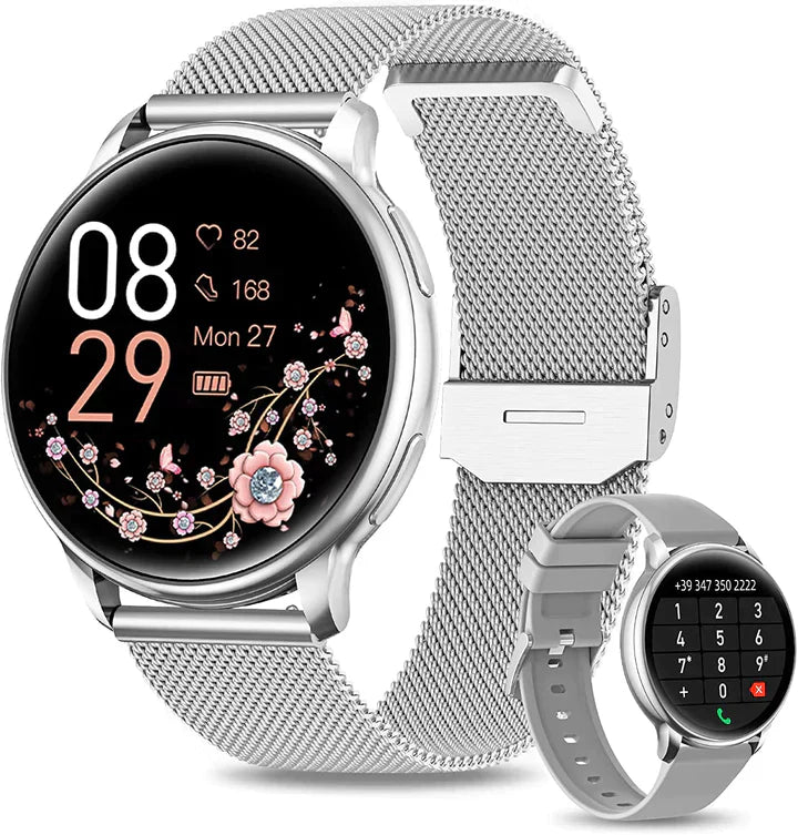 Montre Connectée Rose Or avec Bracelet Métal Raffiné
