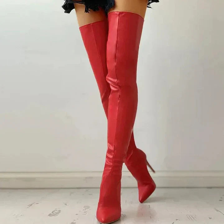 Bottines Femmes Talons Hauts en Cuir Noir Élégantes - PanierRoyale