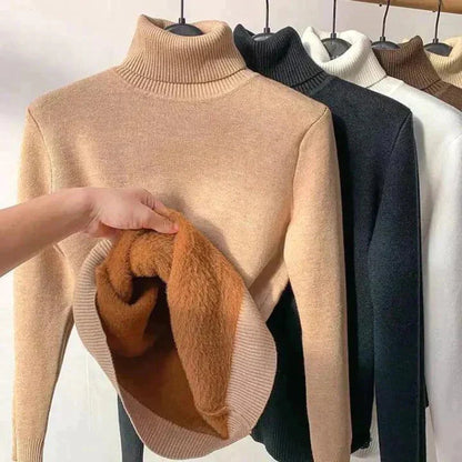Pull Femme Hiver Chaud et Doux avec Fausse Fourrure Intérieure - PanierRoyale