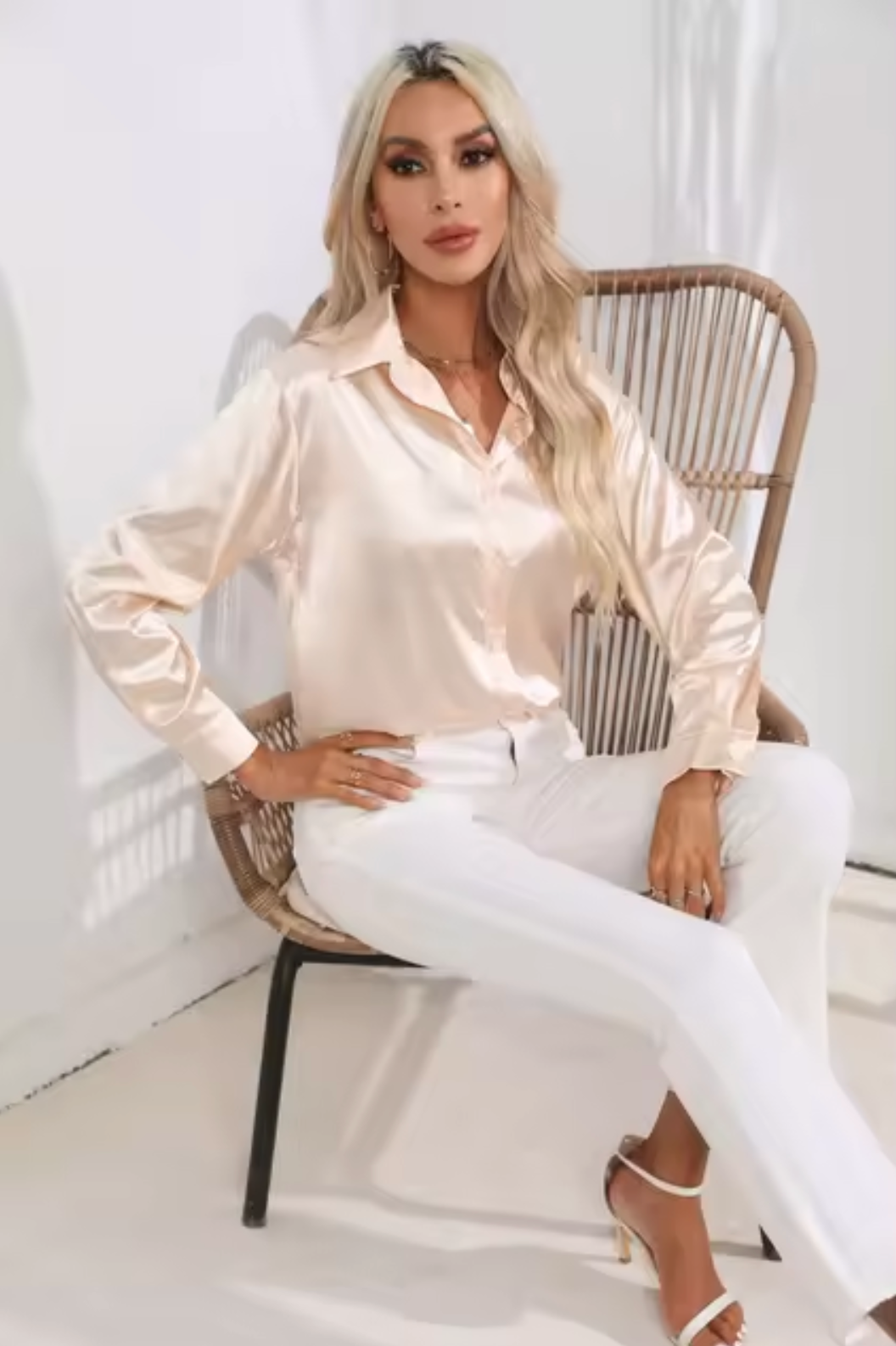 Blouse Femme Manches Longues Élégante pour Soirée