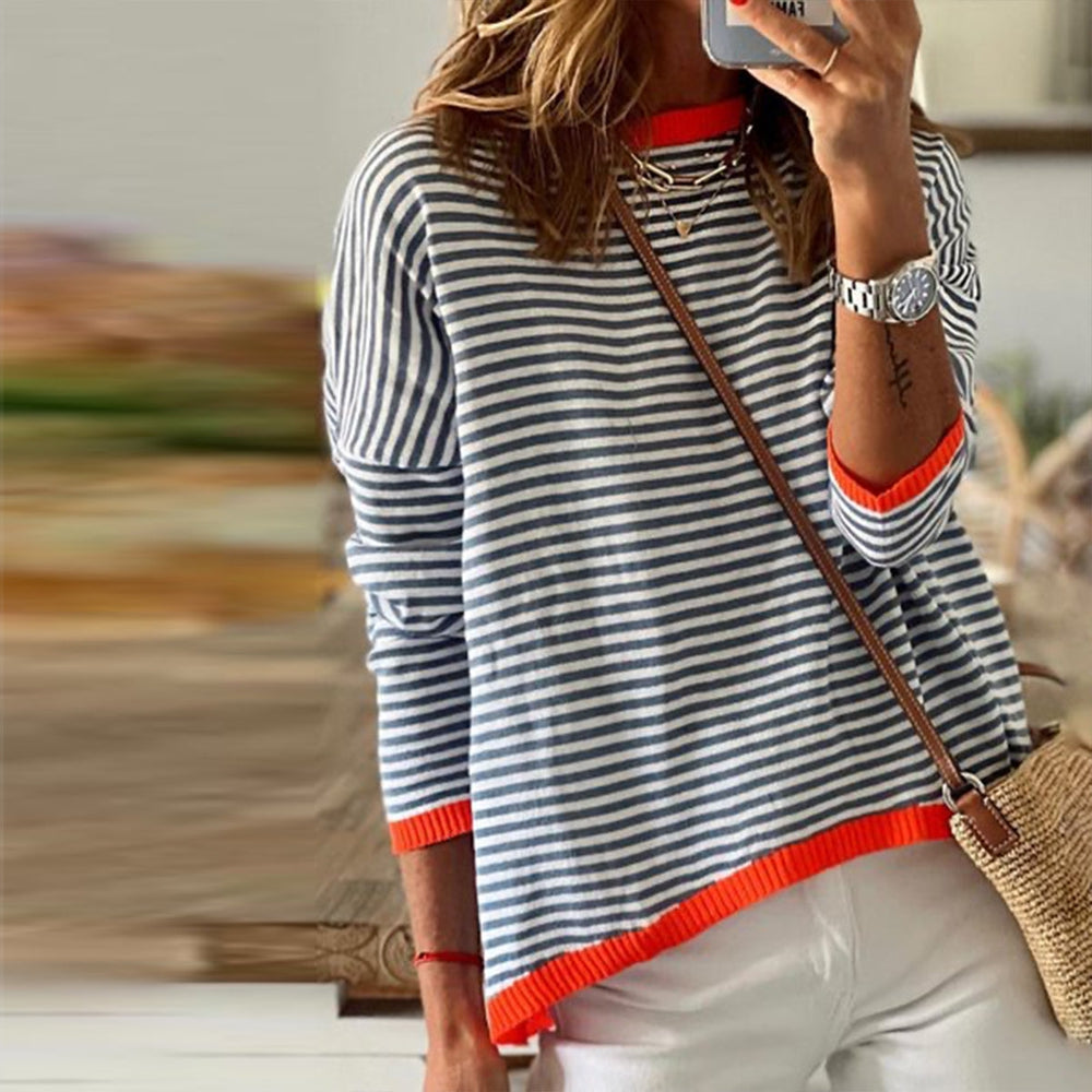 Pull Rayé Marine Femme Manches Longues - PanierRoyale