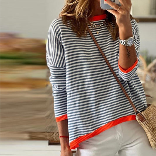 Pull Rayé Marine Femme Manches Longues - PanierRoyale