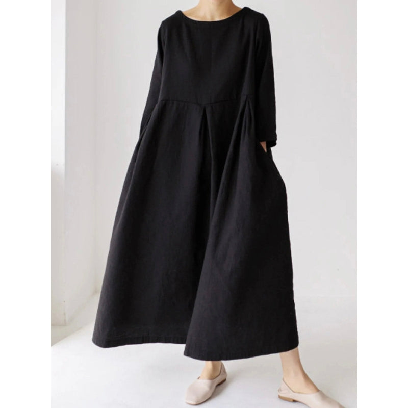 Robe Longue Féminine à Poches avec Silhouette Détendue - PanierRoyale