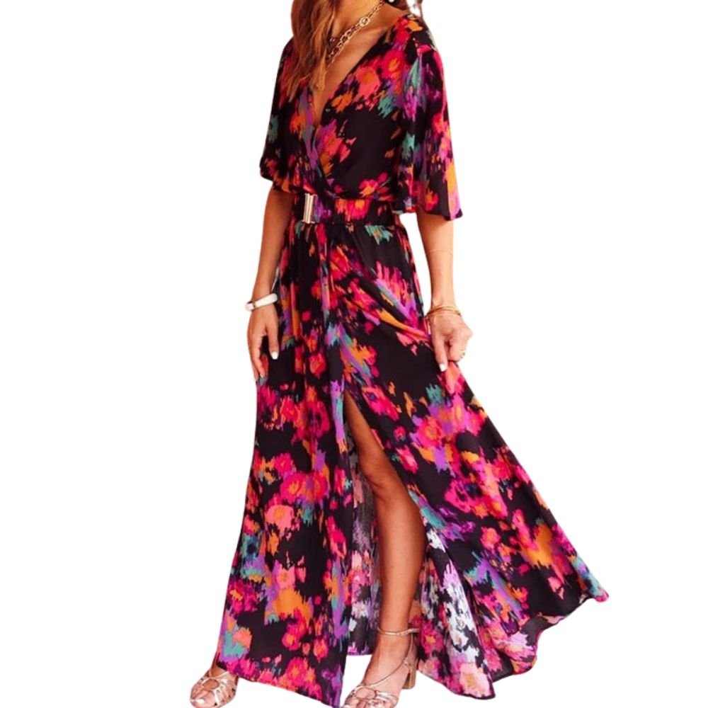 Robe Été Fleurs Col en V Décolleté