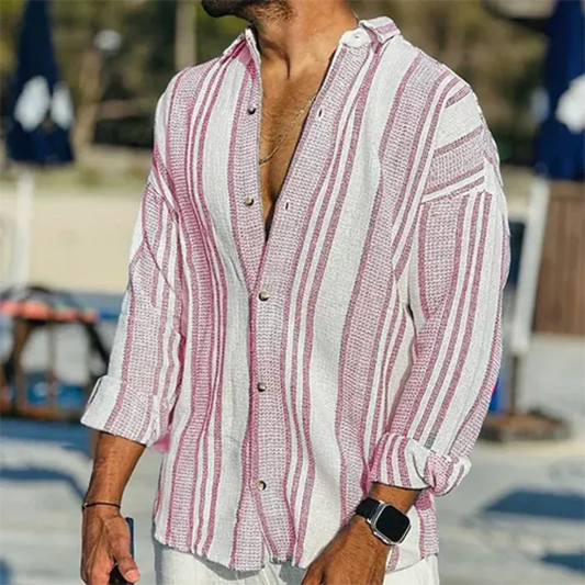 Chemise Homme Rayée Classique Manches Longues - PanierRoyale