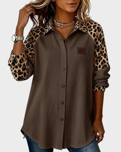 Chemise Femme Imprimé Léopard Coupe Décontractée Chic