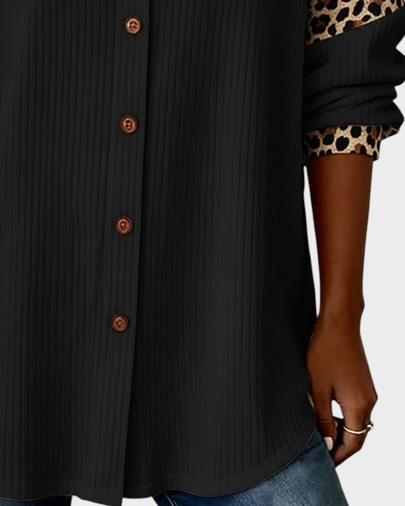 Chemise Femme Imprimé Léopard Coupe Décontractée Chic