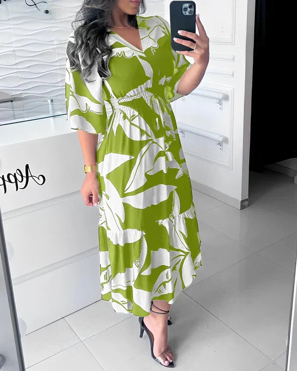 Robe Femme Col en V Taille Ajustable Coupe Ajustée
