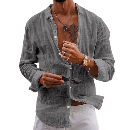 Chemise Homme Coton Blanc Élégant Manches Longues
