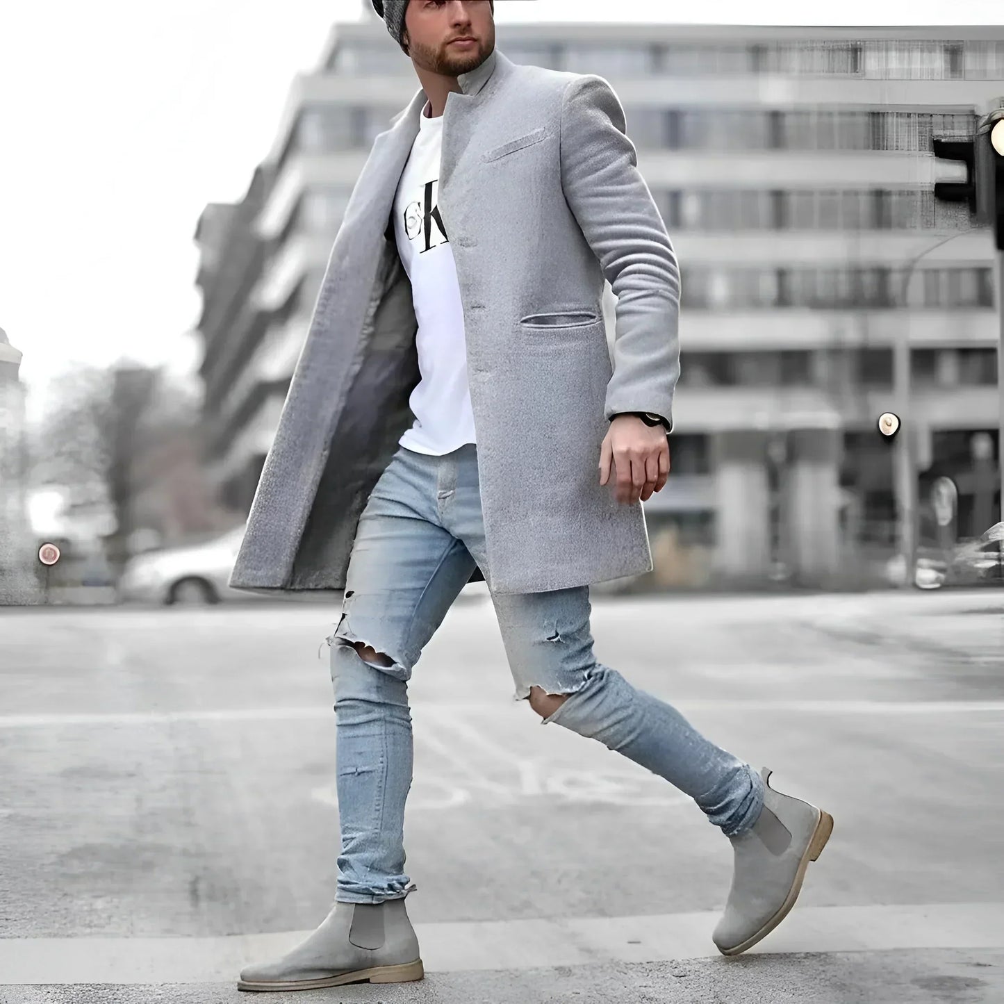 Manteau Homme Hiver Long et Chaud en Laine - PanierRoyale