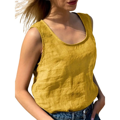 Top Femme Élégant Sans Manches Taille Fluide - PanierRoyale