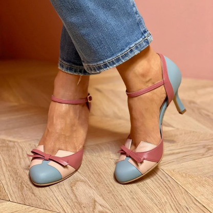Escarpins Femme Cuir Orthopédiques Bride Réglable Talon Stable - PanierRoyale