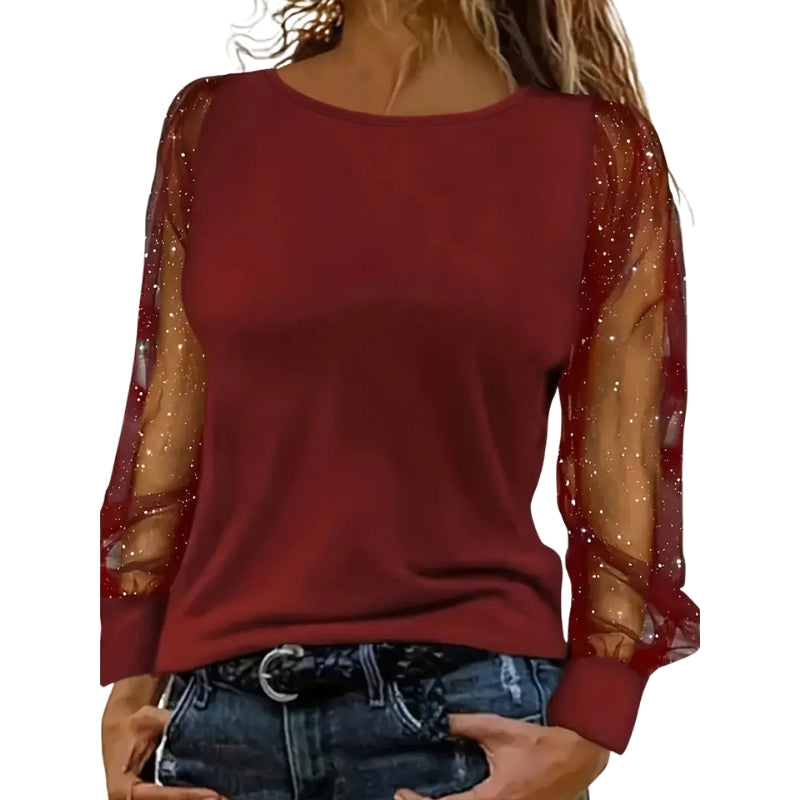 Blouse Femme Chic Manches Longues Col Rond