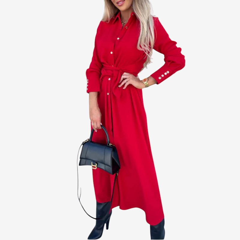 Robe Femme Manches Longues Élastique Taille Évasée - PanierRoyale