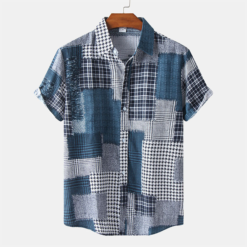 Chemise Homme Manche Courte Décontractée Style Rétro - PanierRoyale