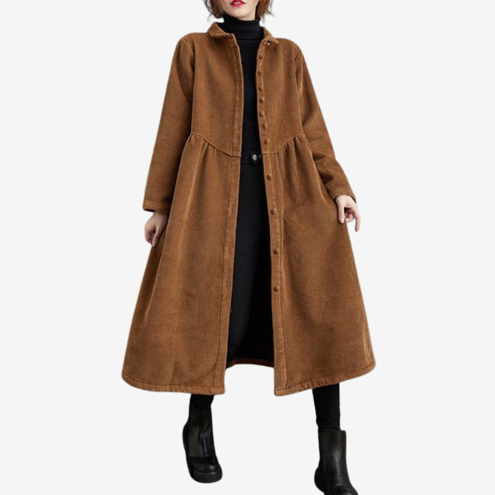 Manteau Femme Long Manches avec Poches Doublure Chaude - PanierRoyale