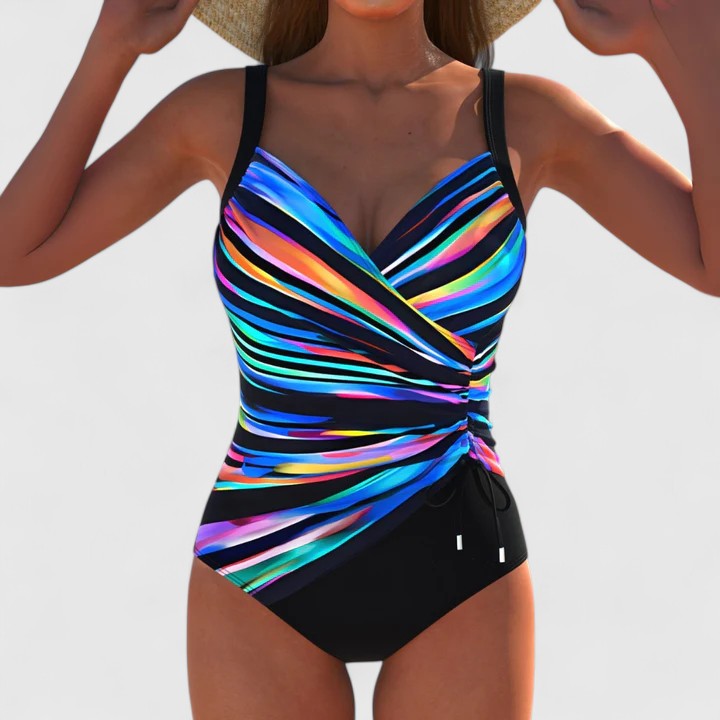 Maillot de bain une pièce Femme Col V Croisé Lien Latéral - PanierRoyale