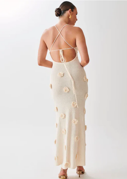 Robe Femme Été légère avec Fleurs Brodées et Bretelles Fines