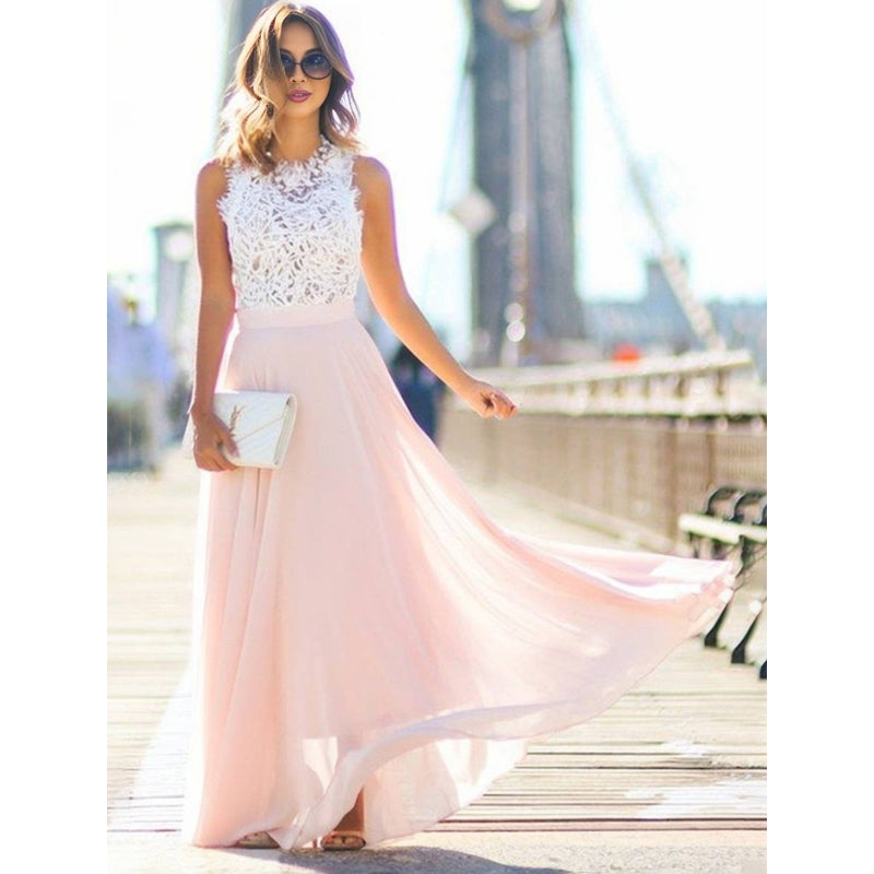 Robe Soirée Élégante Col Rond Sans Manches - PanierRoyale