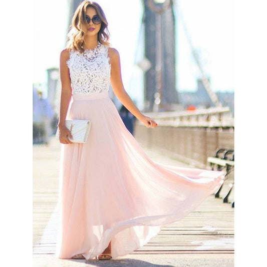 Robe Soirée Élégante Col Rond Sans Manches - PanierRoyale