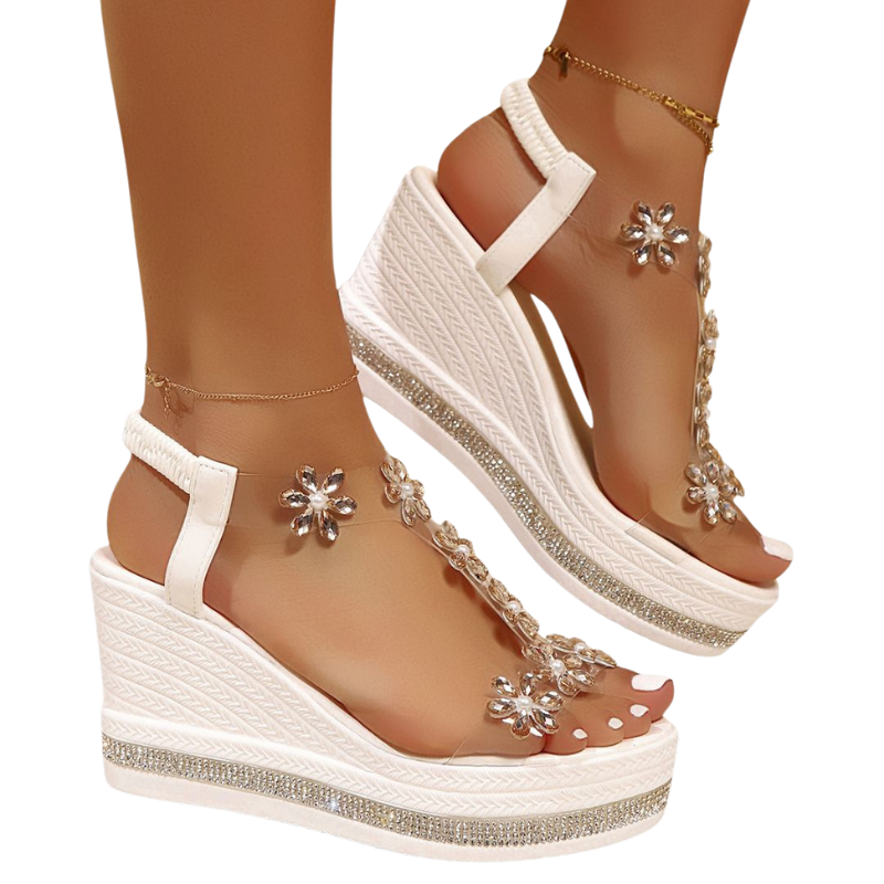 Sandales Hauts Talons à Fleurs Femmes