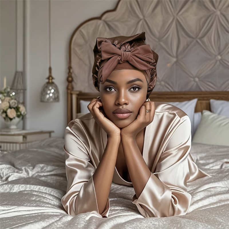 Bonnet de nuit en soie douce pour cheveux délicats - PanierRoyale