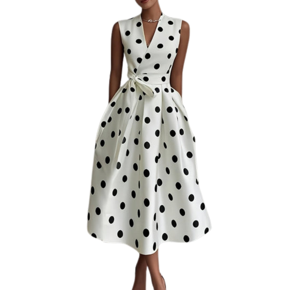 Robe Été sans Manches Fleuri avec Poches et Col en V - PanierRoyale