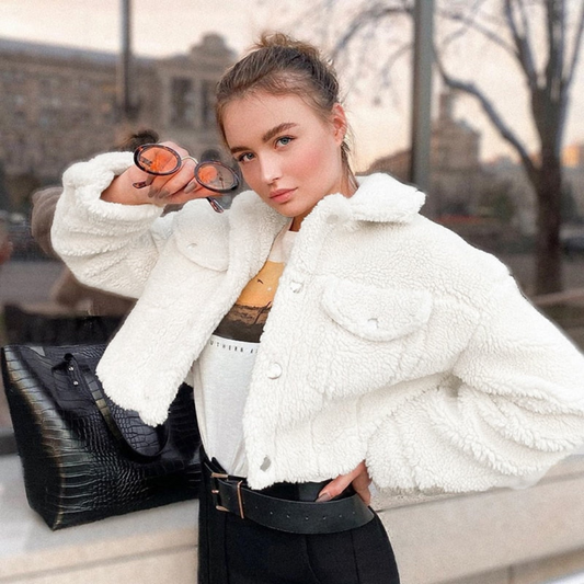Veste Femme Laine Blanc Style Chic - PanierRoyale