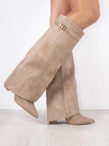 Bottes Femme Chic à Talon Haut avec Fermeture à Paillettes