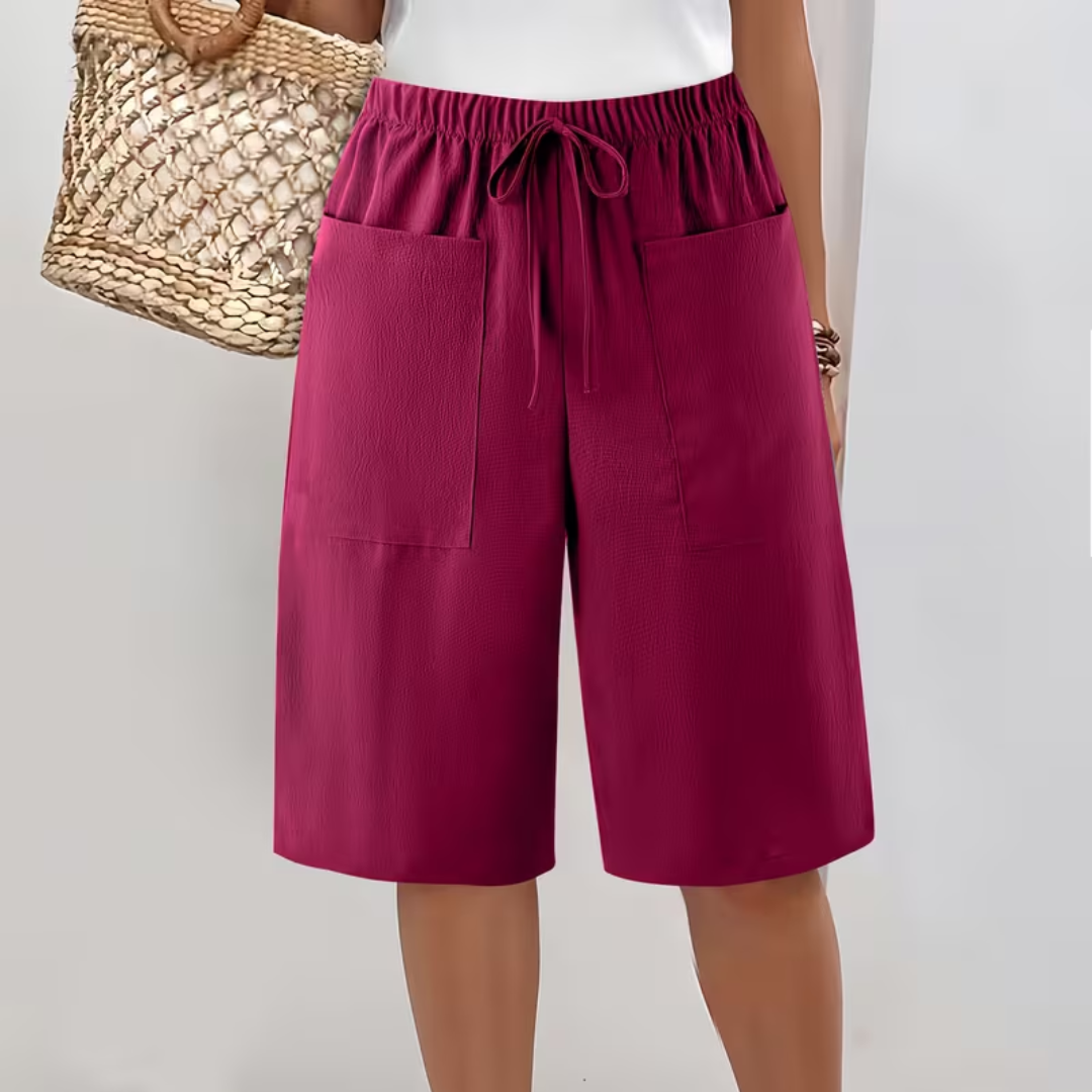 Short long femme Coton Poches Cordon Ajustable