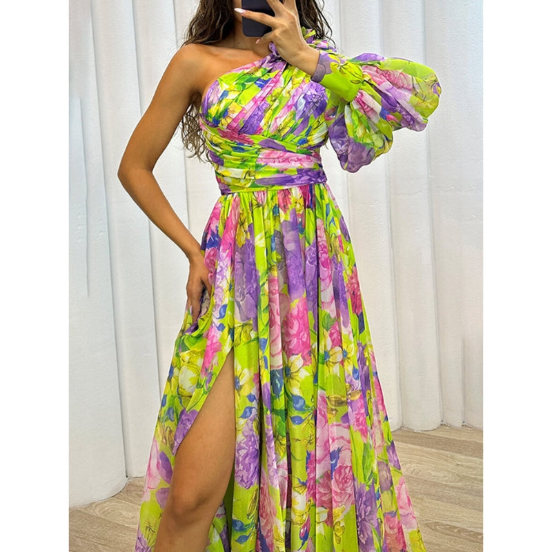 Robe Été Fleurie avec Épaule Découverte Féminine - PanierRoyale