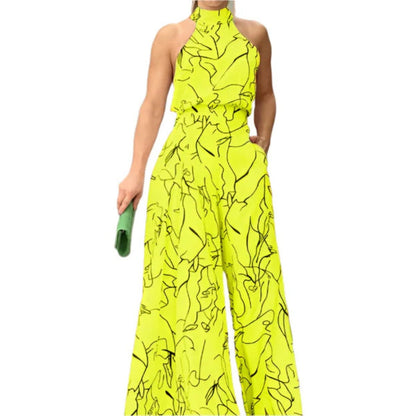 Robe Combinaison Col Rond Imprimé Fleuri Élégante