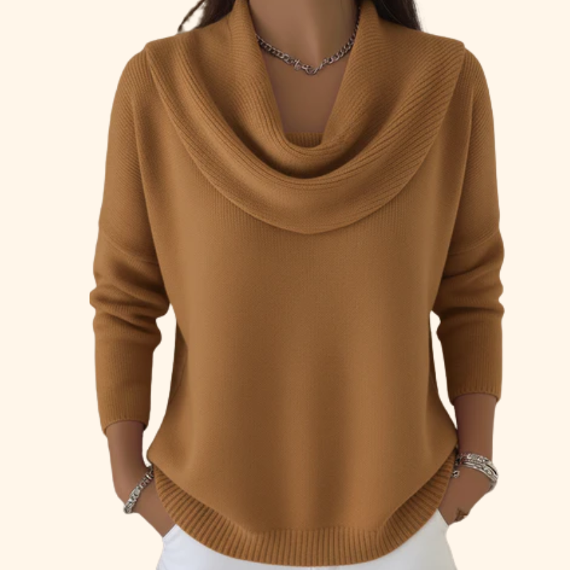 Pull Femme Col Drapé Doux et Chaud Style Décontracté