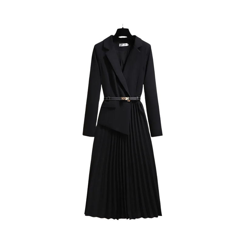 Robe Chic Plissée Manches Longues pour Femme