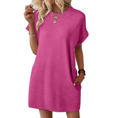 Robe Femme Décontractée Col Rond Poches Pratiques