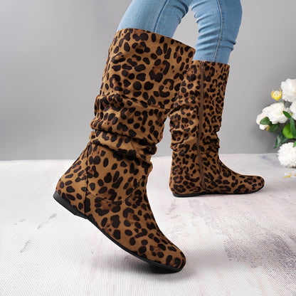Bottes Femmes Plates Mi-Mollet Fermeture Éclair Haut de Gamme - PanierRoyale