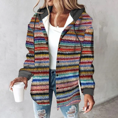Cardigan Boutonné Multicolore Pour Femme | Hiver