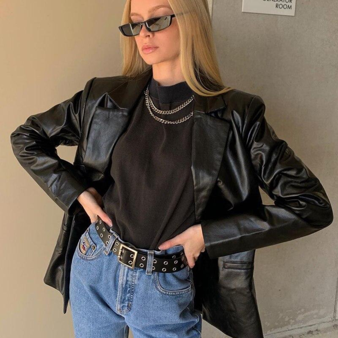 Blazer Femme Noir Élégant et Chic - PanierRoyale