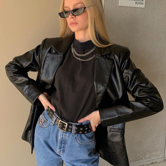 Blazer Femme Noir Élégant et Chic - PanierRoyale