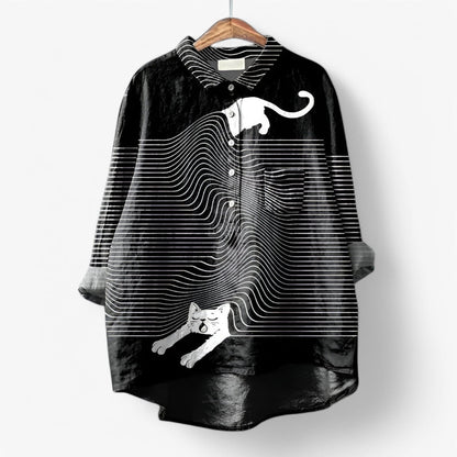 Chemise Humoristique Chien Manches Longues Coton