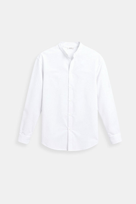 Chemise à Col Montant Blanc Classique - BerlinGlamour