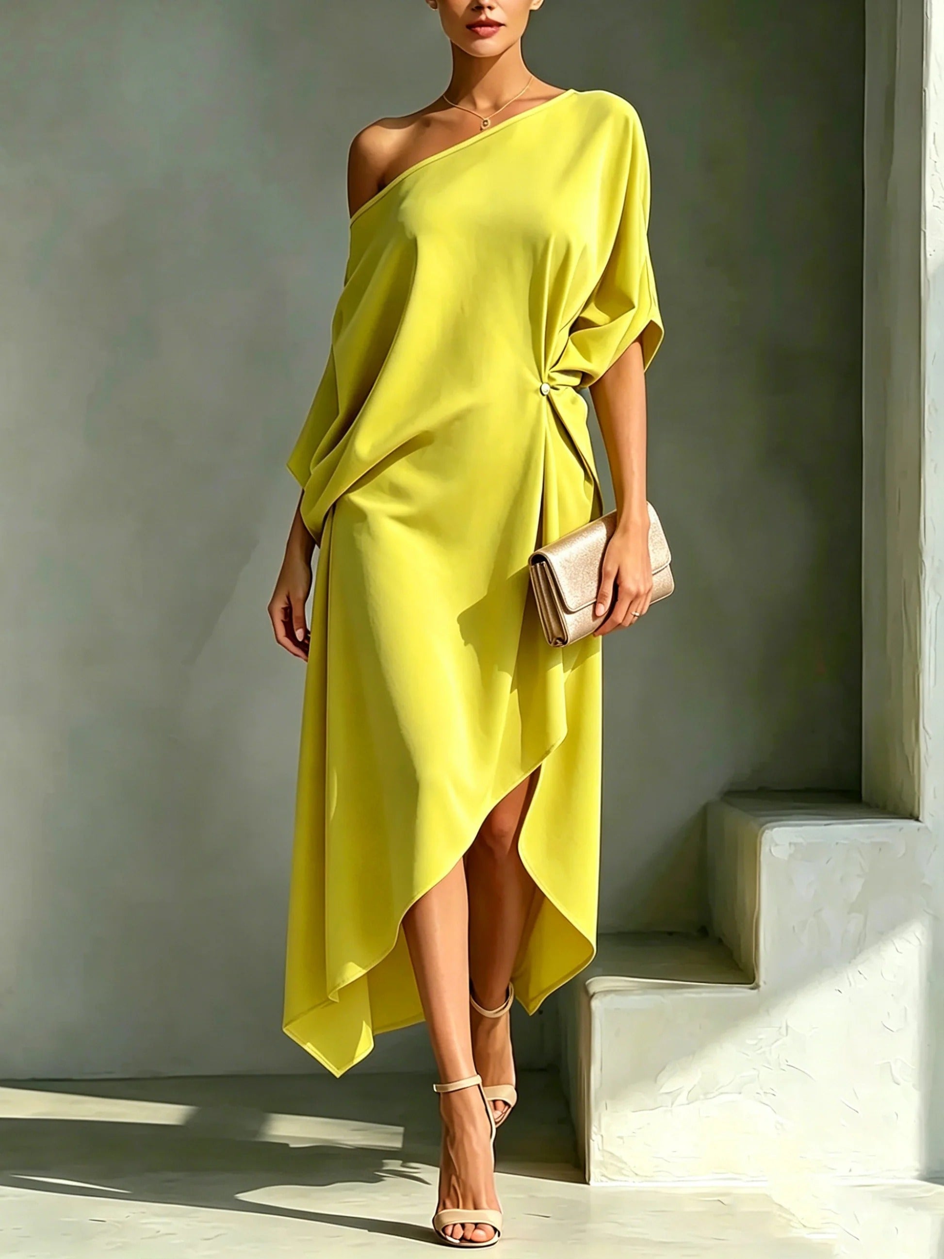 Robe Midi Femme Asymétrique Une Épaule - PanierRoyale