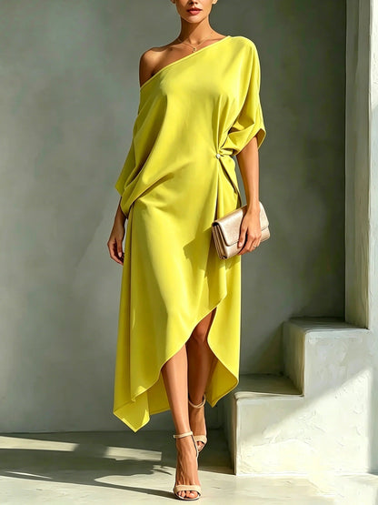 Robe Midi Femme Asymétrique Une Épaule - PanierRoyale