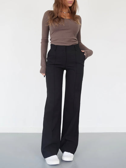 Pantalon Femme Évasé Confortable pour un Style Décontracté