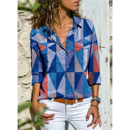 Chemise Femme Manches Longues à Imprimé Floral Élégante